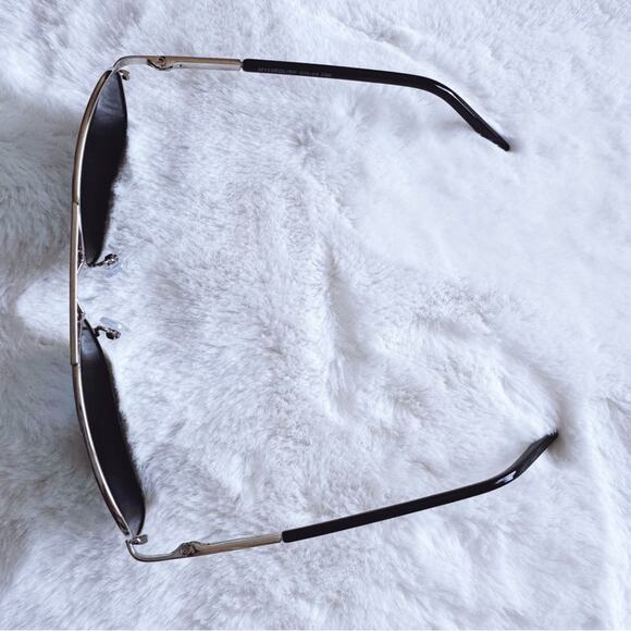 Troy Black w/ Silver Rims Rectangular Polarized Sunglasses - Picture 5 of 10